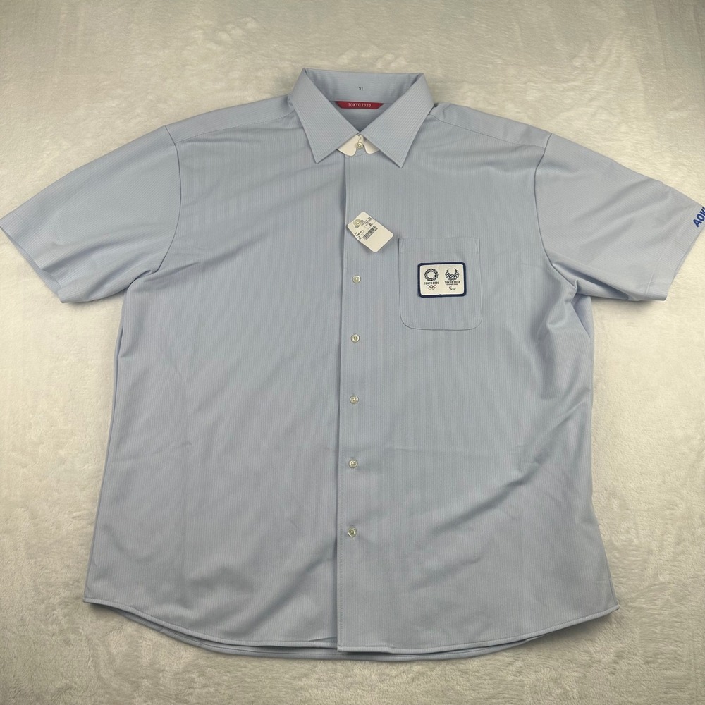 Aoki Tokyo 2020 Olympic Paralympic Games Staff Shirt Blue Micro Stripe Mens XL